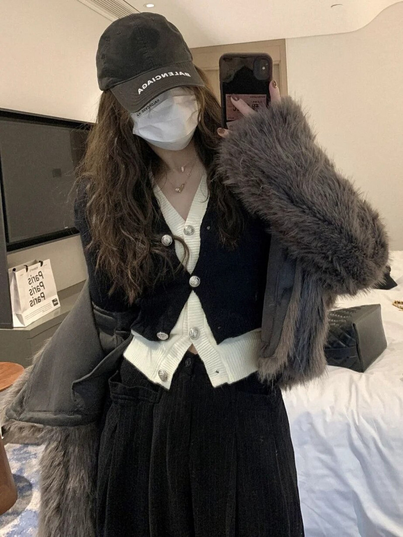 Viltus divdaļīgu jaku sieviešu šiks, pavasara rudens, universāls Retro sieviešu trikotāžas apģērbs Taisni, mājīgi modes Ulzzang džemperi