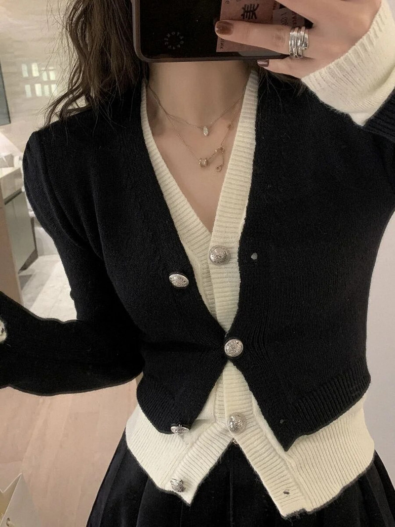 Viltus divdaļīgu jaku sieviešu šiks, pavasara rudens, universāls Retro sieviešu trikotāžas apģērbs Taisni, mājīgi modes Ulzzang džemperi