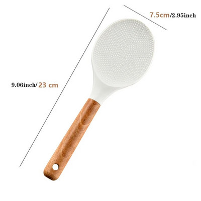 Set silikonskog posuđa za kuhanje s bijelom drvenom drškom, silikonsko posuđe otporno na visoke temperature, lopatica, žlica za juhu, domaća kuhinja