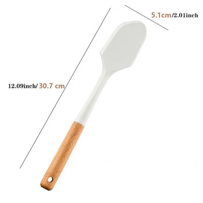 Set silikonskog posuđa za kuhanje s bijelom drvenom drškom, silikonsko posuđe otporno na visoke temperature, lopatica, žlica za juhu, domaća kuhinja