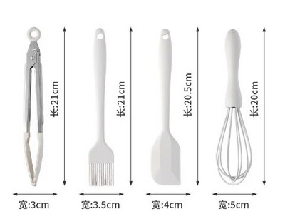 Silikona virtuves piederumi Pārtikas kvalitātes Nepiedegoša gatavošana Cepšanas lāpstiņa Silikona eļļas birste Olu putotājs Pārtikas klips virtuves aksesuārs