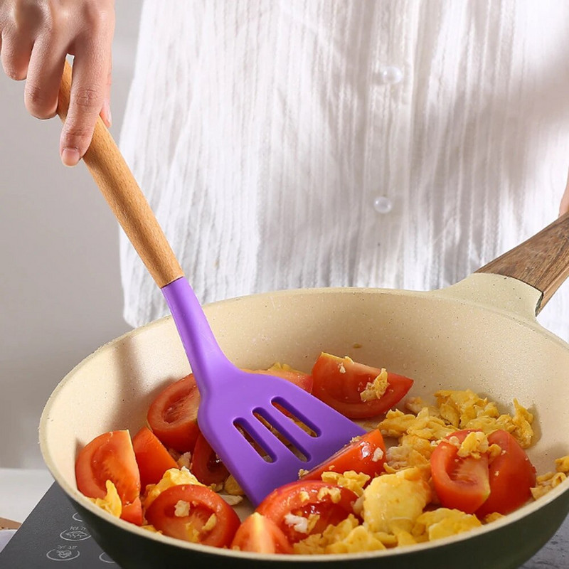 Silikoniniai virtuvės gaminimo įrankiai Karščiui atsparus šaukštas Mentele Virtuvės reikmenys Nelipnus kaušelis Kiaušinių plakiklis Kepimo reikmenys Priedai