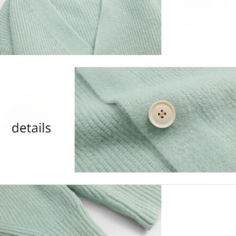 Jakas Sieviešu Rudens Mājas Korejiešu stila trikotāžas topi Masīvi, aizpogājami, saldi, jauni V veida kakla izgriezumi, brīvi pieguļoši džemperi ar garām piedurknēm