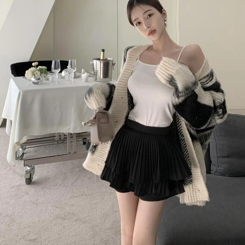 Sieviešu jaciņas brīvs, mīksts trikotāžas sieviešu lielizmēra pūkains jauktas krāsas trikotāža Vintage brīvā laika džemperis Jauni topi BF rudens audums