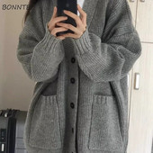 Saldūs megztiniai, moteriški, paruošto stiliaus mada, jaunatviškas žakardas, laisvas vintažinis mezgimas, tinkantis gatvės apranga Harajuku rudens prašmatnus