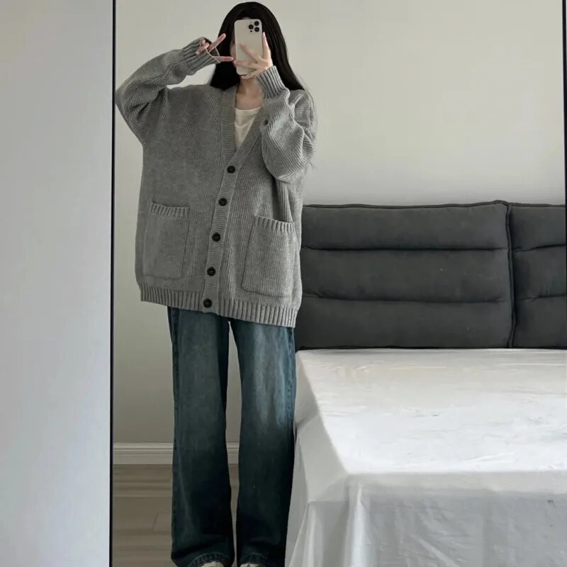 Saldūs megztiniai, moteriški, paruošto stiliaus mada, jaunatviškas žakardas, laisvas vintažinis mezgimas, tinkantis gatvės apranga Harajuku rudens prašmatnus