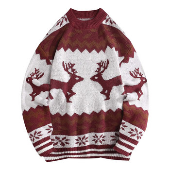 Ανδρικό και γυναικείο χριστουγεννιάτικο πουλόβερ μόδας Casual Personality Ρετρό vintage Χριστουγεννιάτικο εμπριμέ πουλόβερ oversize πουλόβερ