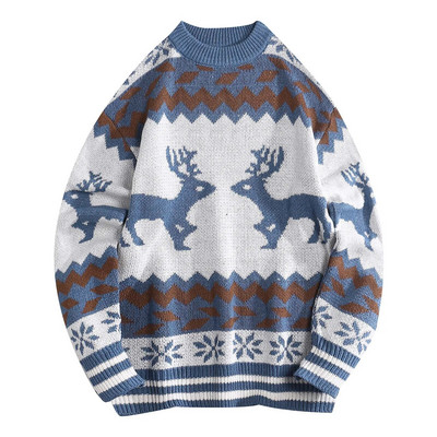 Vīriešu un sieviešu Ziemassvētku džemperis Modes ikdienišķa personība Retro retro vintage Ziemassvētku apdrukas džemperis ar lielizmēra džemperi