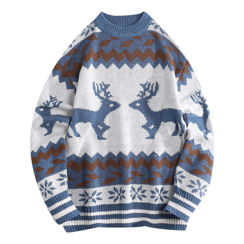 Vīriešu un sieviešu Ziemassvētku džemperis Modes ikdienišķa personība Retro retro vintage Ziemassvētku apdrukas džemperis ar lielizmēra džemperi
