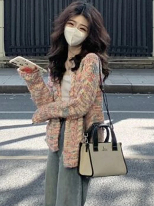 Sieviešu jaciņa Preppy Stilīgs Salds Vispārpiemērots Adīšana Brīvais laiks Brīvs Vintage Korejiešu Stils Vienkāršs Silts Rudens Ikdienas Mājīgs Pasūtījums