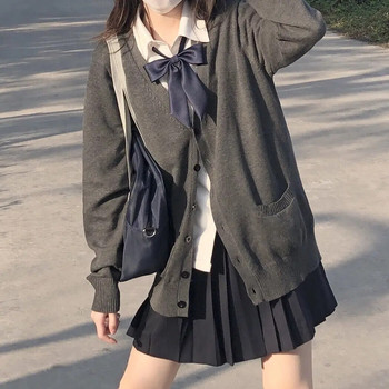 Υπέροχες γυναικείες ζακέτες Γλυκιά ιαπωνική μόδα Χαλαρή JK All-match Harajuku Students Πλέξιμο με λαιμόκοψη V Street Wear Solid Chic