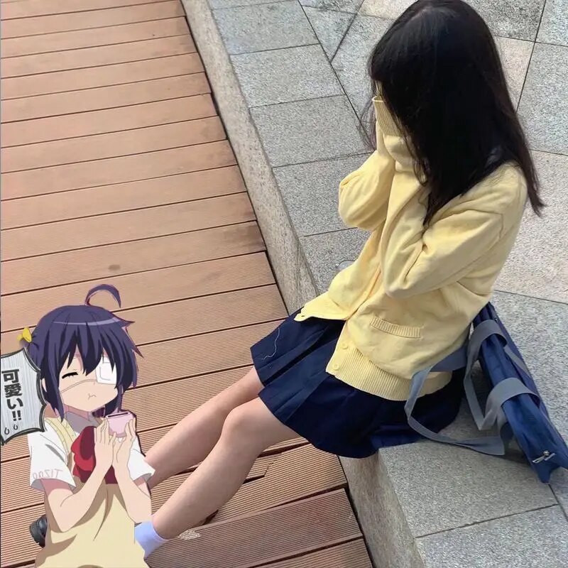 Jauki jakas sievietēm, japāņu stila modes, brīvas JK, Harajuku studentu V veida kakla adīšana Ielu apģērbi Solid Chic