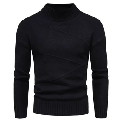 Jauni ziemas džemperi ar biezu apkakli vīriešu džemperi ikdienišķa bruņurupuča kakla vienkrāsainā kvalitāte, silti, plāni, džemperi ar apkakli.