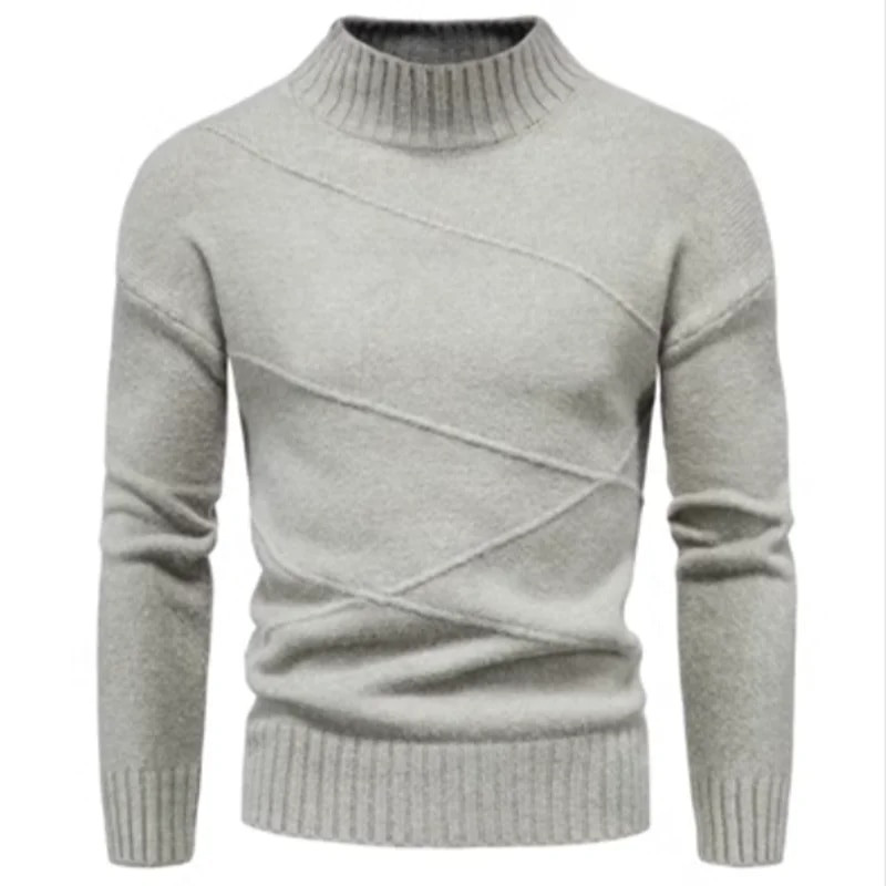 Jauni ziemas džemperi ar biezu apkakli vīriešu džemperi ikdienišķa bruņurupuča kakla vienkrāsainā kvalitāte, silti, plāni, džemperi ar apkakli.