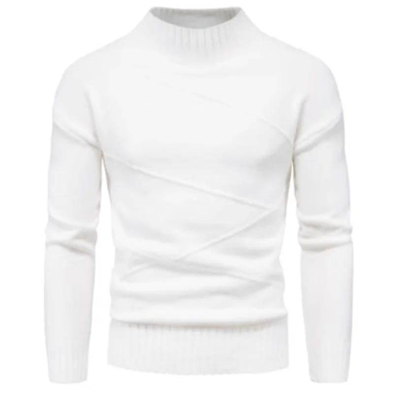 Jauni ziemas džemperi ar biezu apkakli vīriešu džemperi ikdienišķa bruņurupuča kakla vienkrāsainā kvalitāte, silti, plāni, džemperi ar apkakli.