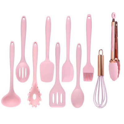 Silikona virtuves komplekts 10 daļīgs mini cepšanas komplekts, kas papildina pārtiku, nepiedegoša lāpstiņa caurduris, skrāpis augstas temperatūras piederumi