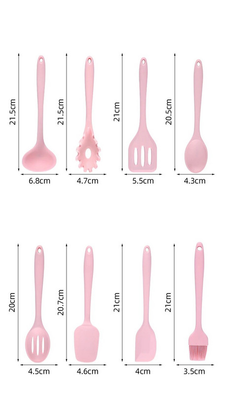 Silikona virtuves komplekts 10 daļīgs mini cepšanas komplekts, kas papildina pārtiku, nepiedegoša lāpstiņa caurduris, skrāpis augstas temperatūras piederumi