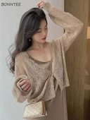 Női kardigánok Gyengéd Bájos Laza Egyszerű Nyaralás Diákok Divat Kényelmes Elegáns Kivágás Nyári Új