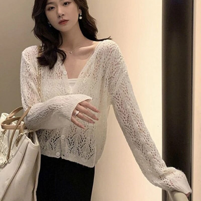 Női kardigánok Gyengéd Bájos Laza Egyszerű Nyaralás Diákok Divat Kényelmes Elegáns Kivágás Nyári Új