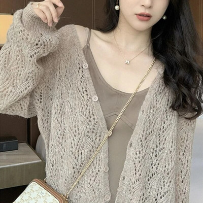 Női kardigánok Gyengéd Bájos Laza Egyszerű Nyaralás Diákok Divat Kényelmes Elegáns Kivágás Nyári Új