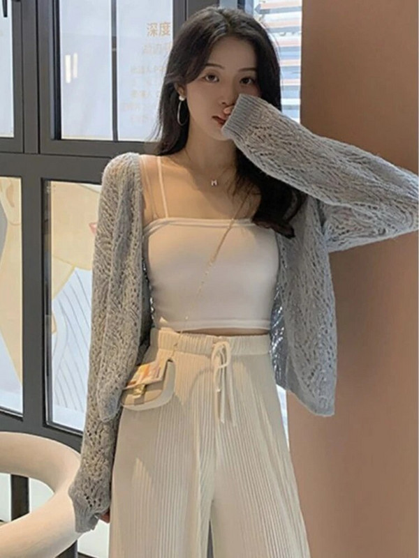 Női kardigánok Gyengéd Bájos Laza Egyszerű Nyaralás Diákok Divat Kényelmes Elegáns Kivágás Nyári Új