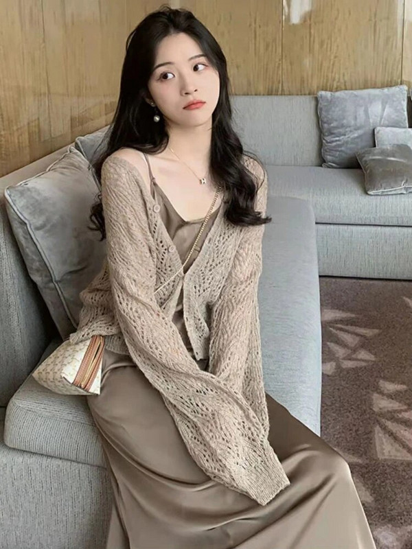 Női kardigánok Gyengéd Bájos Laza Egyszerű Nyaralás Diákok Divat Kényelmes Elegáns Kivágás Nyári Új
