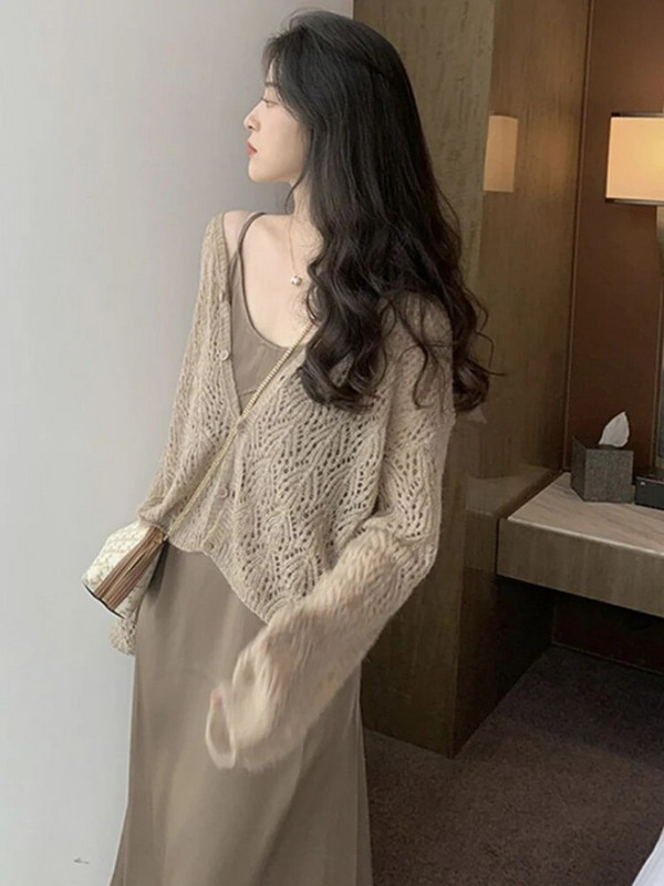 Női kardigánok Gyengéd Bájos Laza Egyszerű Nyaralás Diákok Divat Kényelmes Elegáns Kivágás Nyári Új