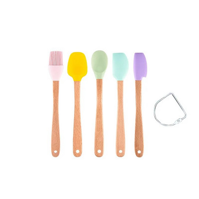 Krāsaina mini silikona lāpstiņa karote silikona bambusa rokturis cepumu konditorejas izstrādājumu skrāpis Cepšanas rīki Virtuves piederumi Aksesuāri
