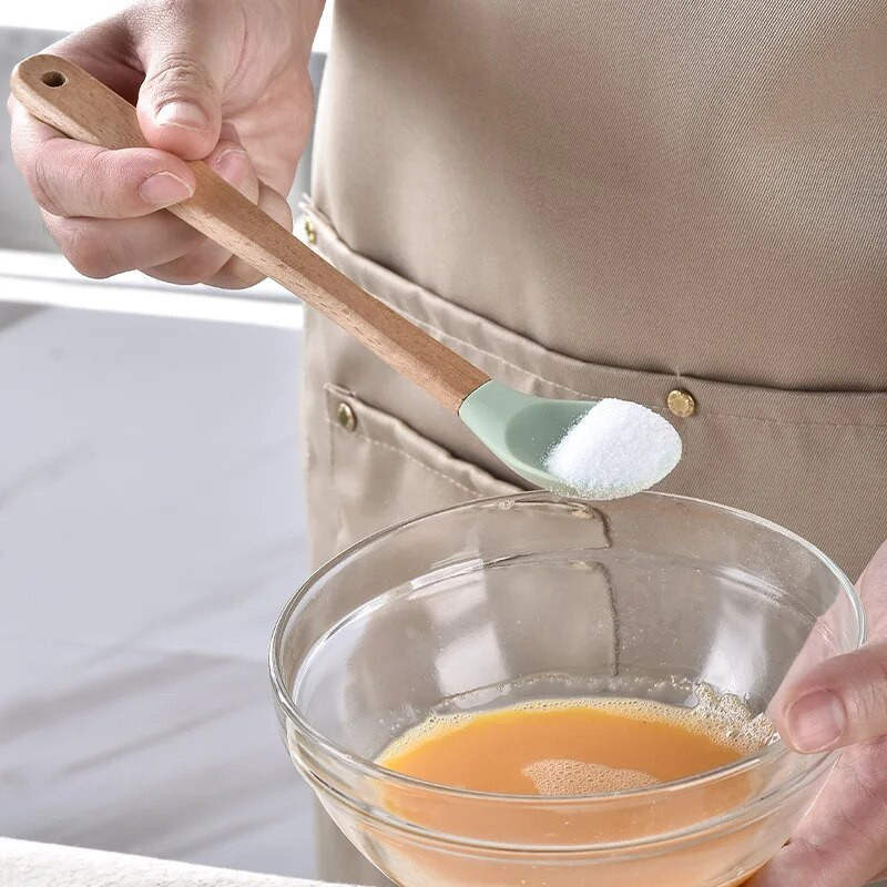 Krāsaina mini silikona lāpstiņa karote silikona bambusa rokturis cepumu konditorejas izstrādājumu skrāpis Cepšanas rīki Virtuves piederumi Aksesuāri