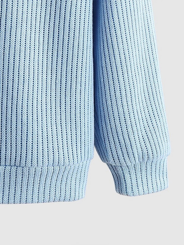 ZAFUL Solid vīriešu džemperi Ikdienišķa izgriezuma kaklasaite ar garām piedurknēm rievotu trikotāžas džemperis ceturtdaļas rāvējslēdzējs Streetwear pulovers svīteri Z5104300