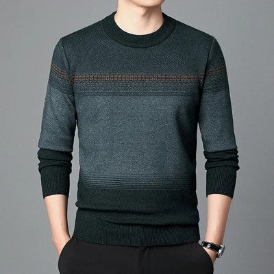 Rudens biznesa ikdienas džemperis vīriešu žakarda svītru trikotāžas džemperis džemperis vīriešu apģērbs