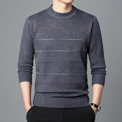 Rudens biznesa ikdienas džemperis vīriešu žakarda svītru trikotāžas džemperis džemperis vīriešu apģērbs