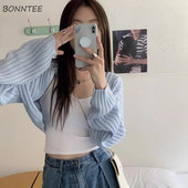 Apgriezti sieviešu jakas ar vaļēju dūrienu korejiešu stila viengabalains, mājīgs trikotāžas vienkāršs biroja dāma, jaunais pavasaris, slaids sikspārņa piedurknes