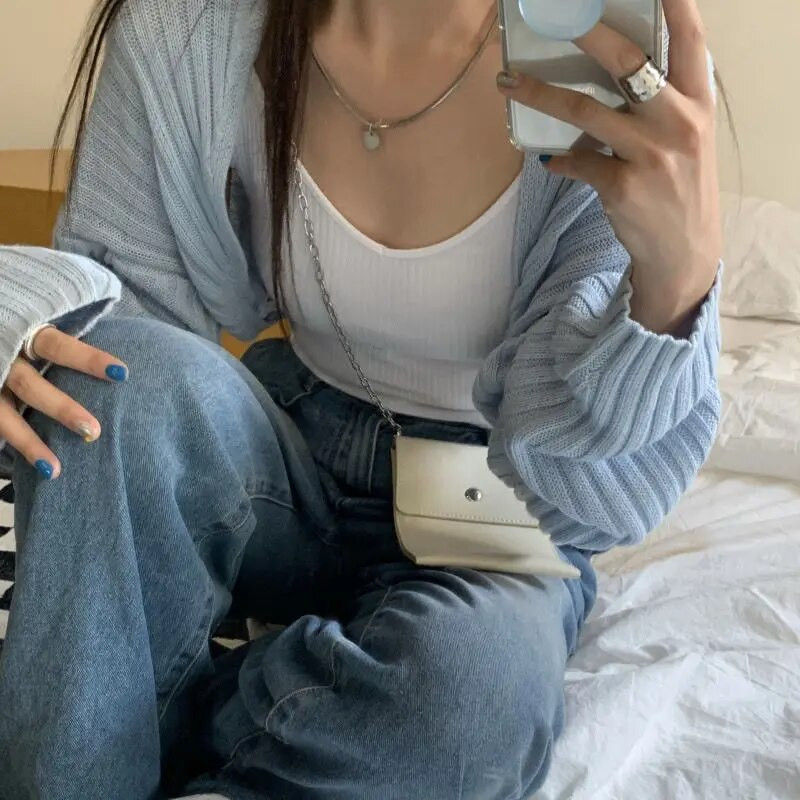 Apgriezti sieviešu jakas ar vaļēju dūrienu korejiešu stila viengabalains, mājīgs trikotāžas vienkāršs biroja dāma, jaunais pavasaris, slaids sikspārņa piedurknes