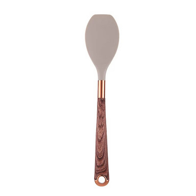 Silikona virtuves gatavošanas rīku komplekts ar garu koka rokturi, nepiedegošu cepšanas lāpstiņu caurduris Lāpsta zupas karote Virtuves piederumi