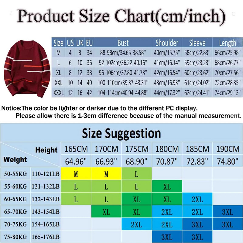 Vyriški rudens žiemos apvali kaklo dryžuoti megztiniai megztiniai megztiniai marškinėliai Harajuku mados vintažiniai ploni unisex drabužiai