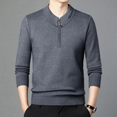 Rudens biznesa ikdienas džemperis vīriešu žakarda svītru trikotāžas džemperis džemperis vīriešu apģērbs