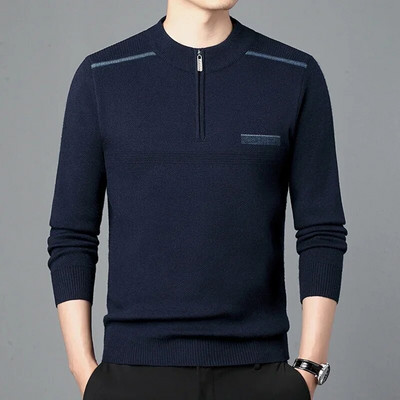 Rudens biznesa ikdienas džemperis vīriešu žakarda svītru trikotāžas džemperis džemperis vīriešu apģērbs