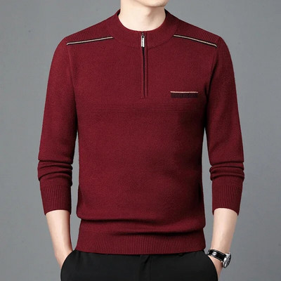 Rudens biznesa ikdienas džemperis vīriešu žakarda svītru trikotāžas džemperis džemperis vīriešu apģērbs