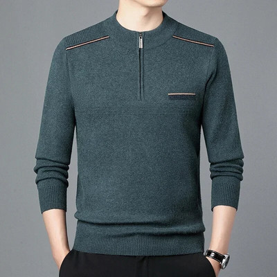 Rudens biznesa ikdienas džemperis vīriešu žakarda svītru trikotāžas džemperis džemperis vīriešu apģērbs