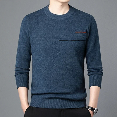 Rudens biznesa ikdienas džemperis vīriešu žakarda svītru trikotāžas džemperis džemperis vīriešu apģērbs