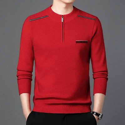 Rudens biznesa ikdienas džemperis vīriešu žakarda svītru trikotāžas džemperis džemperis vīriešu apģērbs