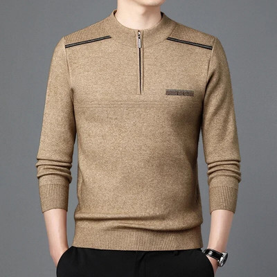 Rudens biznesa ikdienas džemperis vīriešu žakarda svītru trikotāžas džemperis džemperis vīriešu apģērbs