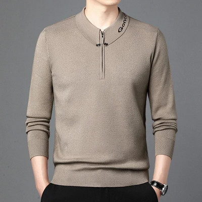 Rudens biznesa ikdienas džemperis vīriešu žakarda svītru trikotāžas džemperis džemperis vīriešu apģērbs