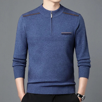 Rudens biznesa ikdienas džemperis vīriešu žakarda svītru trikotāžas džemperis džemperis vīriešu apģērbs