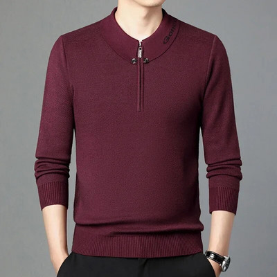Rudens biznesa ikdienas džemperis vīriešu žakarda svītru trikotāžas džemperis džemperis vīriešu apģērbs