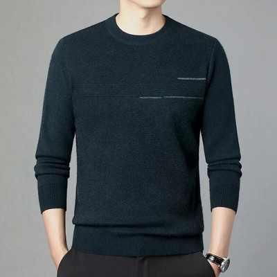 Rudens biznesa ikdienas džemperis vīriešu žakarda svītru trikotāžas džemperis džemperis vīriešu apģērbs