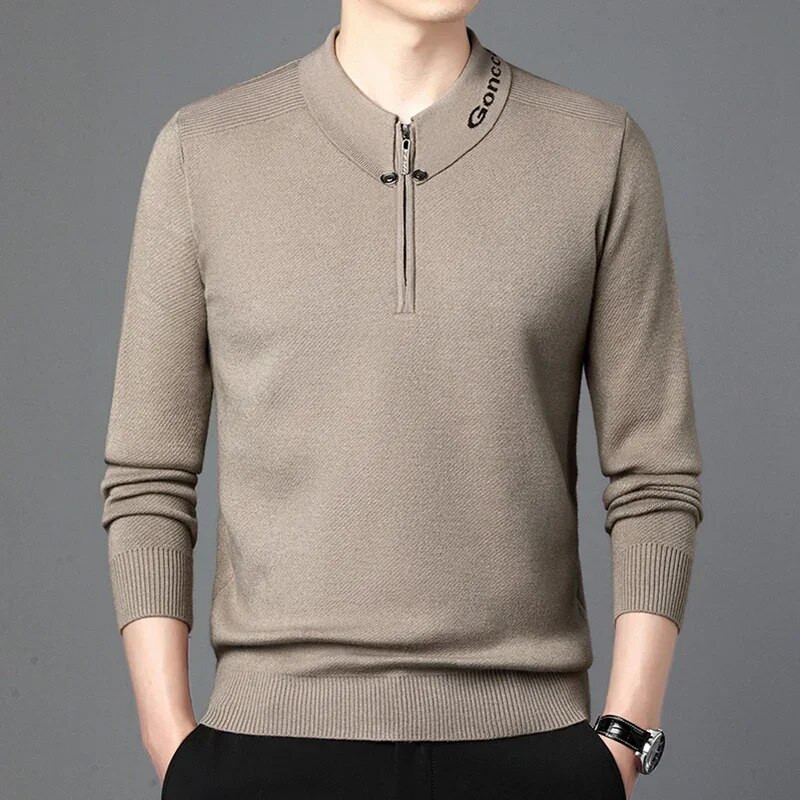 Rudens biznesa ikdienas džemperis vīriešu žakarda svītru trikotāžas džemperis džemperis vīriešu apģērbs