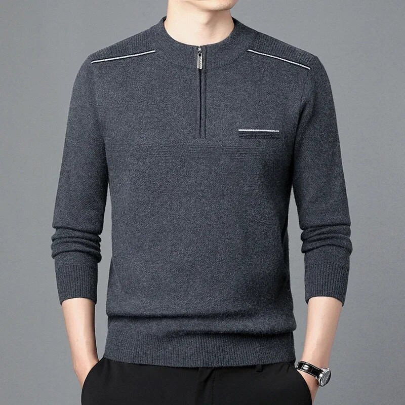 Rudens biznesa ikdienas džemperis vīriešu žakarda svītru trikotāžas džemperis džemperis vīriešu apģērbs