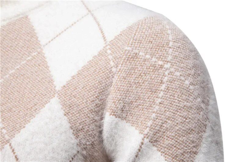 Augstas kvalitātes Trend vīriešu jaunais imitācijas ūdeles džemperis Mīksts un ērts silts trikotāžas džemperis džemperis TOPS